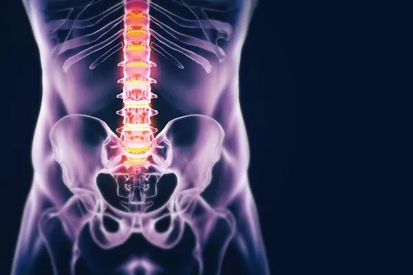 Spinal column illustration accompanying spinal tumour information